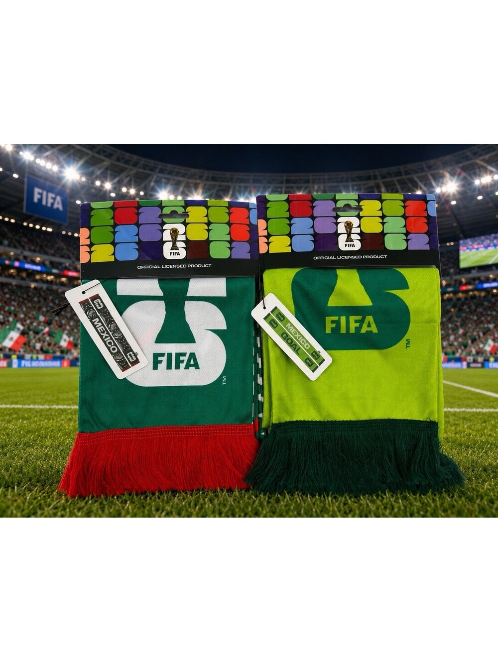 Lot of 2 FIFA World Cup 2026 Mexico Scarves Official Licensed Collectors Items